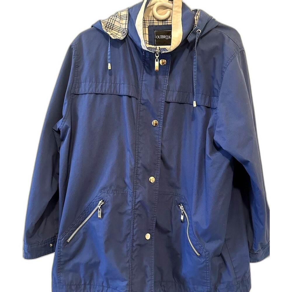Outbrook Women’s L Blue Hooded Lightweight Jacket Zip Front Pockets